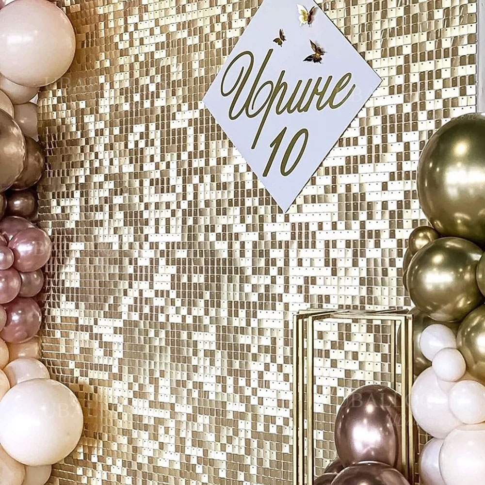 Sequin Fabric Panel - Panel Latar Belakang Berkilau Emas Sampanye