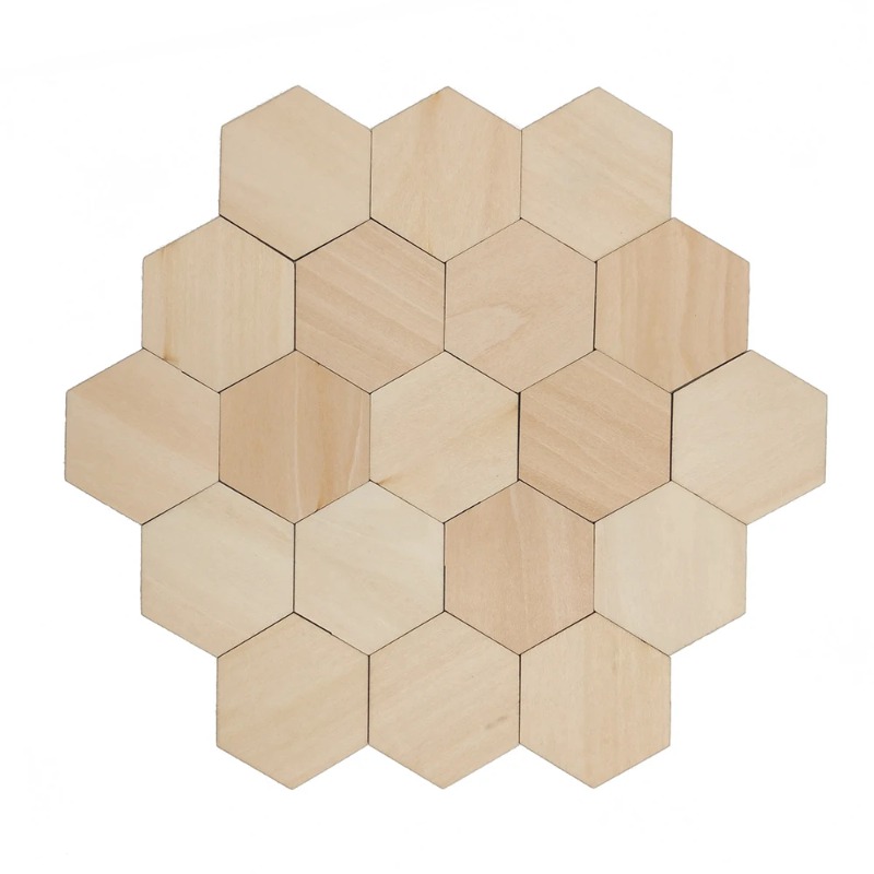 Craft Embellishment - Potongan Kayu Heksagonal Kosong 10-120mm, Cakram