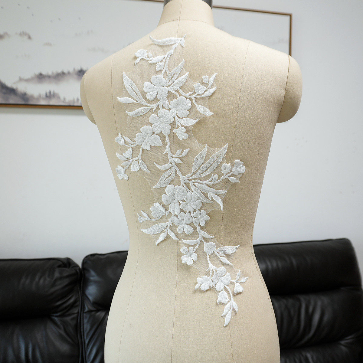 Craft Embellishment - Aplikasi Payet Daun Bunga Putih untuk