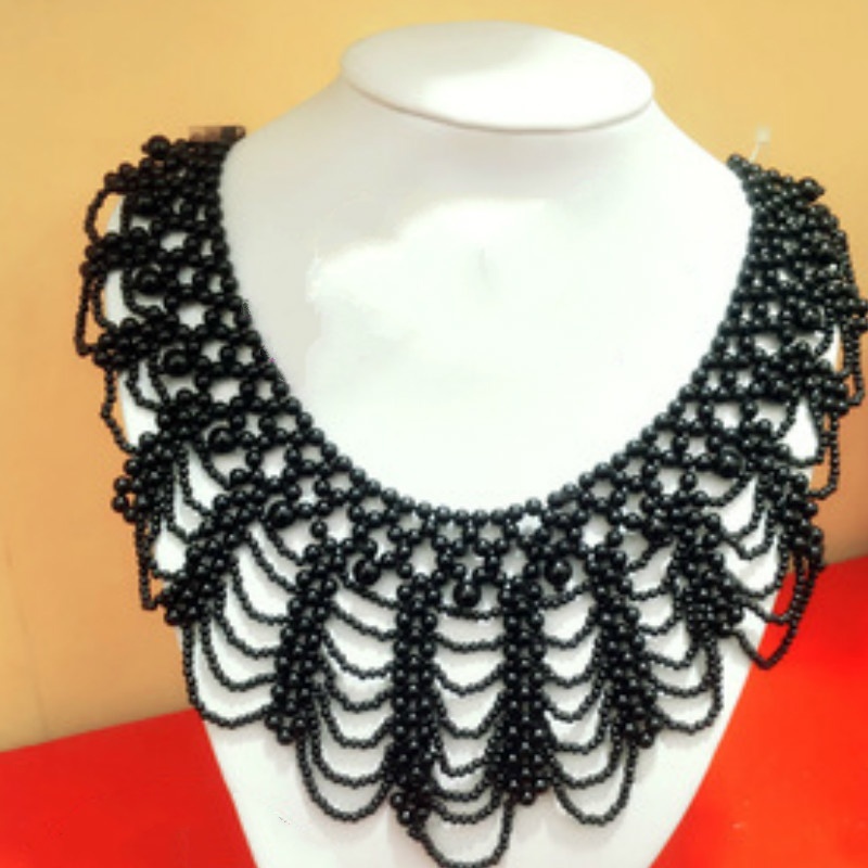 Kalung Kerah Renda Berhias Mut - Beaded Trim Fringe ulasan dan harga
