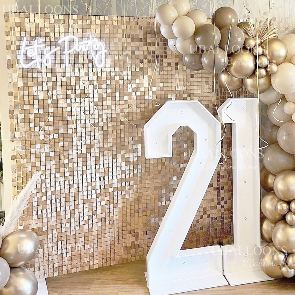 Panel Payet Berkilau Emas Beig - Sequin Fabric Panel ulasan dan harga