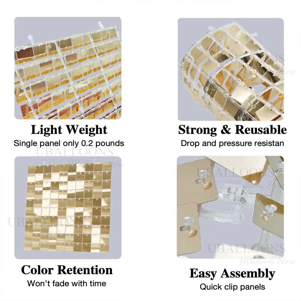Panel Payet Berkilau Emas Beig - Sequin Fabric Panel ulasan dan harga