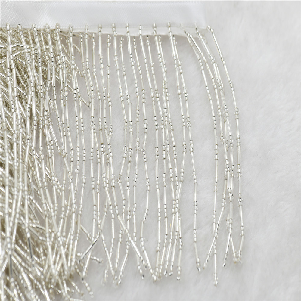 Rumbai manik-manik kaca lebar  - Beaded Trim Fringe ulasan dan harga