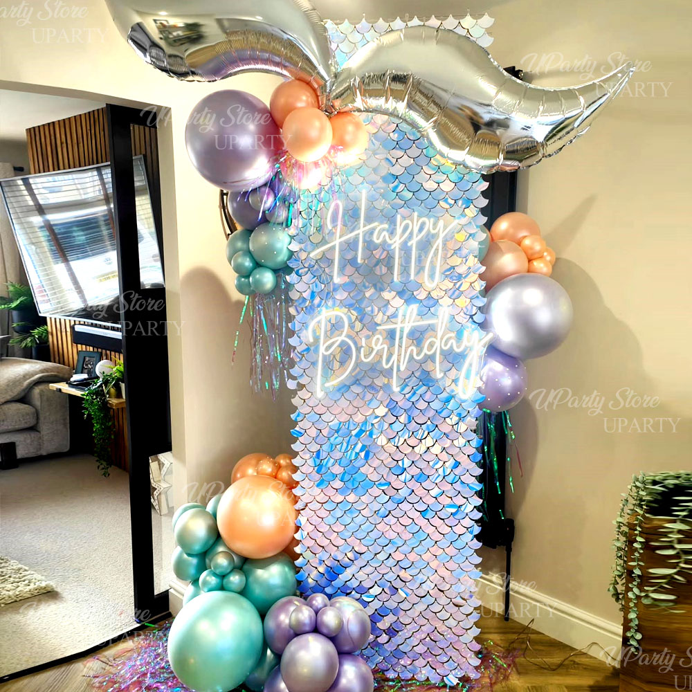 12pcs Panel Dinding Payet Putr - Sequin Fabric Panel ulasan dan harga