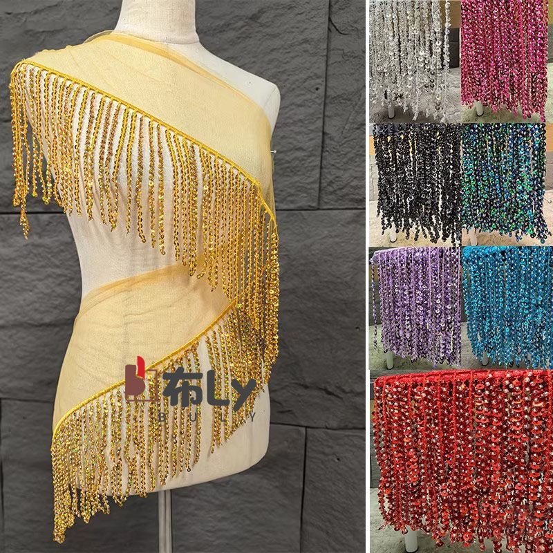 Rumbai Payet Manik-manik 15cm, - Beaded Trim Fringe ulasan dan harga