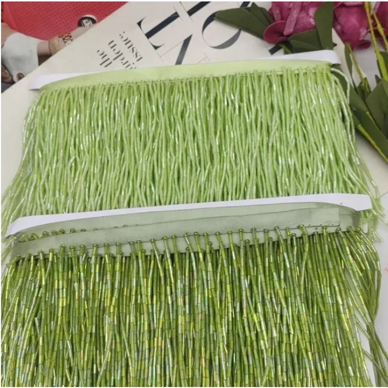 Aksesoris Gaun Rumbai Tabung M - Beaded Trim Fringe ulasan dan harga