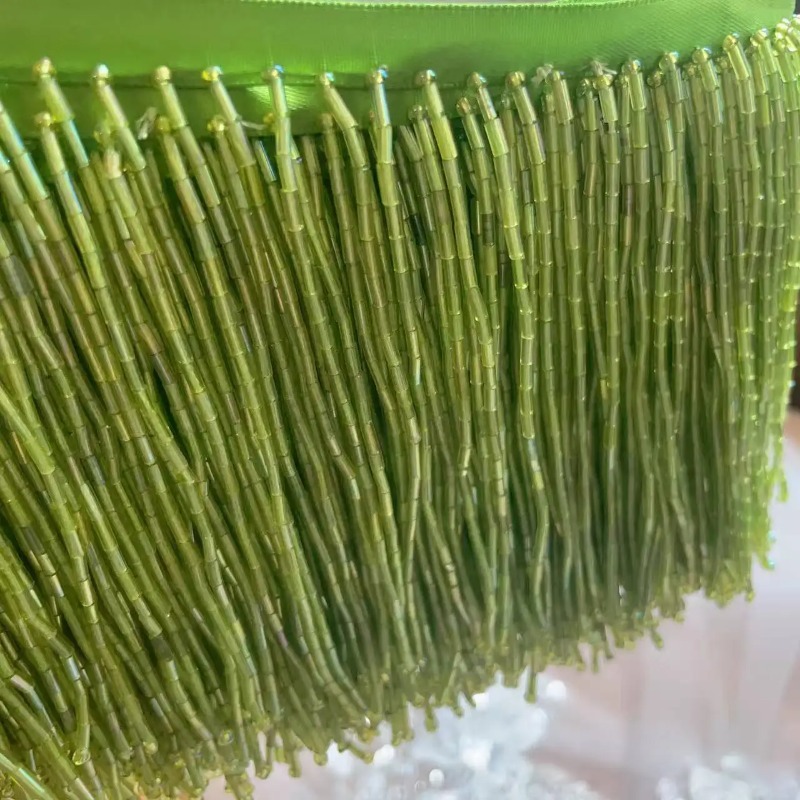 Aksesoris Gaun Rumbai Tabung M - Beaded Trim Fringe ulasan dan harga